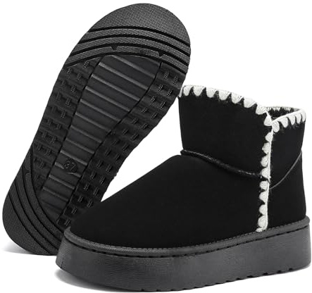 Jifenkla Botas de Nieve Mujer,Botines con diseño de encaje ondulado de moda，Forradas con Pelo Botas de Invierno,Impermeables Antideslizantes Zapatos,Senderismo Deportes Trekking