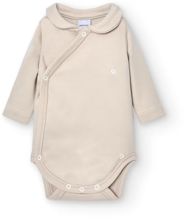BABIDU Långärmad crossover baby-body i 100% bomull med hals, babybody för nyfödda och tidiga nyfödda, mjukt och allergivänligt tyg för känslig hud, unisexkläder