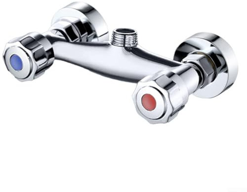 Rubinetto miscelatore per vasca da bagno, doppio interruttore, rubinetto per doccia caldo e freddo, doppio comando a parete, per cucina e bagno (A)