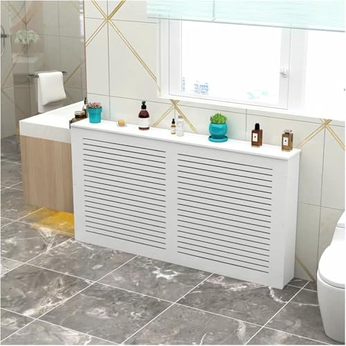 VYUJHNBG Couvercle Radiateur Cache Radiateur MDF Laqué Blanc Cache-radiateur Moderne À Lattes Traditionnel Convient pour Le Couloir La Chambre du Bureau Blanc
