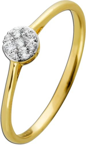 Ch.Abramowicz Brillantring Gelbgold Weißgold 585 14K Diamanten 0.13ct TW VSI 19