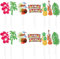 28 PCS Hawaiian Cupcake Toppers, Summer Beach Cupcake Toppers Tropical Cup Cake Topper with Pineapple Coconut Tree Banana Leaf Coconut Cake Topper for Beach Party