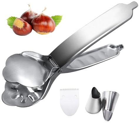 CATELL Abridor Castañas de Acero, Cortador de Castañas Pinzas para Castañas Cascanueces Acero Inoxidable Chestnut Cutter Opener para Castañas Avellanas Nueces y Otros Frutos Secos