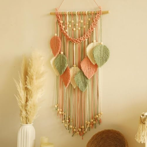 DIYCUT Flecos Rosas Macrame Pared, Para Tejido Manual Adorno Pared