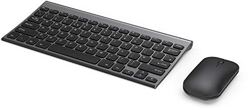 seenda WGJP-031 Small Wireless Keyboard and Mouse, Ultra Compact Rechargeable USB Keyboard and Mouse Combo with Portable Size Low Profile Keys for Windows XP/7/8/10/11 Laptop Computer, Black and Grey