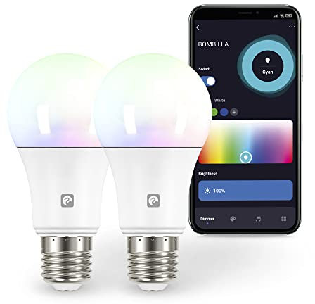 Garza 2 Lampadine LED Smart Wifi A60, 11W, equivalenti a 75W, E27, RGB + CCT, Intensità Regolabile, Programmabili, Alexa/Google, WiFi 2,4GHz