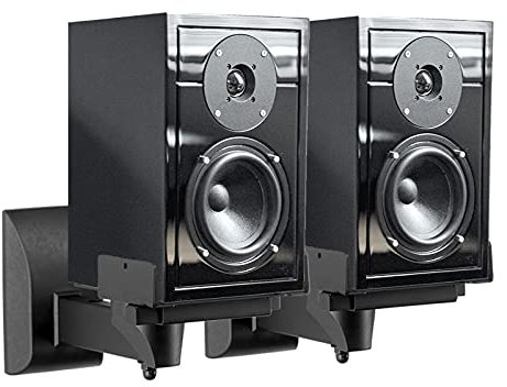 Suptek Wall Mounts, Dual Stands for Surround Sound Speakers, Universal Bracket, Tilt Swivel Shelves Up to 25kg Black (2 Pack)