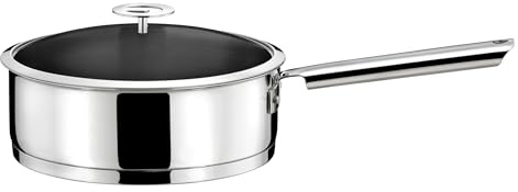 Cuisinox Elíseo - Sartén de 24 cm recubierta con tapa - Fondo encapsulado - Compatible con todo tipo de fuegos, incluida inducción, acero inoxidable 18/10, acabado espejo. - Mango fijo
