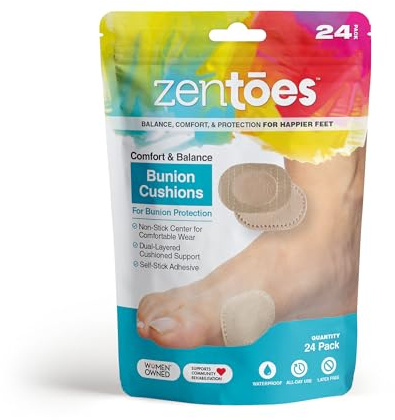 ZenToes Bunion Pads to Wear with Shoes, Waterproof Protectors, 24 Count