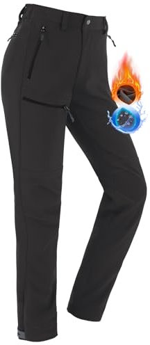 Vzteek Damen-Wanderhose-Thermohose-Skihose-Schneehose-Softshellhose-Wasserdicht Winter Warm Gefüttert Arbeitshosen Regenhose Trekkinghose Outdoor Hosen für Damen Cargohose (Dunkelgrau,XXL)