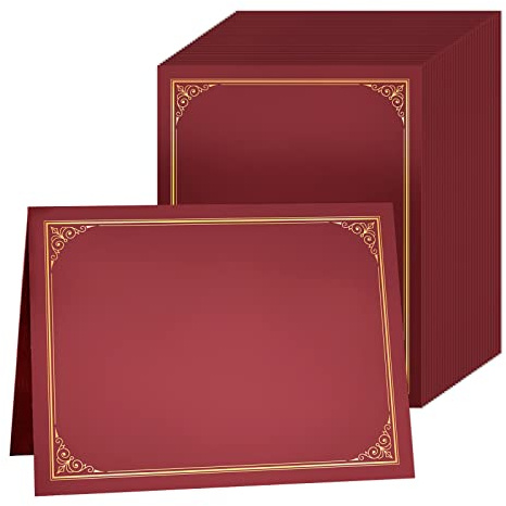 SUNEE Certificate Holders(Burgundy, 30 Packs, New Pattern), Diploma Covers Gold Foil Border, for Letter Size 8.5x11 Certificates, Cardstock, Document Papers