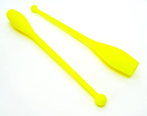 Adultos Amarillo Fluorescente 2 x Mujeres Palos de Gimnasia (42cm) (150g) Pesas de Gimnasio para Mujeres Bastones de Gimnasia de Baile, Gym Mazas, Palos de rítmica, Gimnasia rítmica de Principiantes