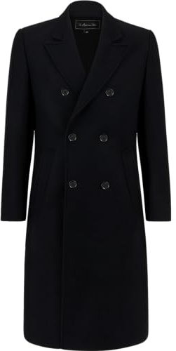 The Platinum Tailor Manteau long en laine et cachemire à double boutonnage pour homme Noir, noir, 42