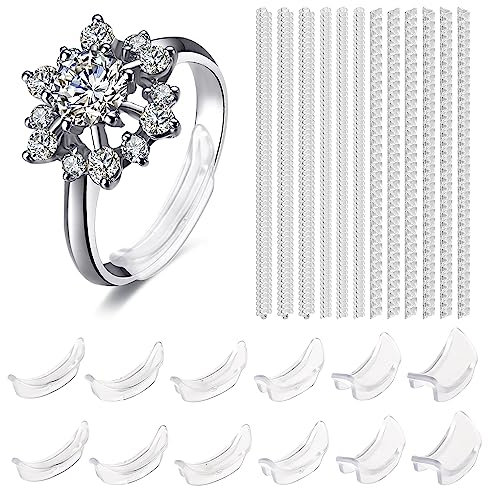 WLLHYF Ringgrößenversteller für lose Ringe 20 Stück 4 Größen passend für jede Ringgröße mit silbernem Reinigungstuch Reduzierer Schmuckabstandshalter unsichtbarer Ringschutz für die Herstellung