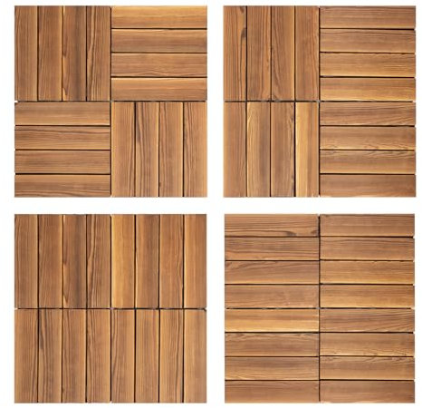 LUNICASHA Lot de 36 dalles de terrasse emboîtables en bois dur 3,3 m³ - 30 x 30 cm - Pour terrasse, jardin, extérieur