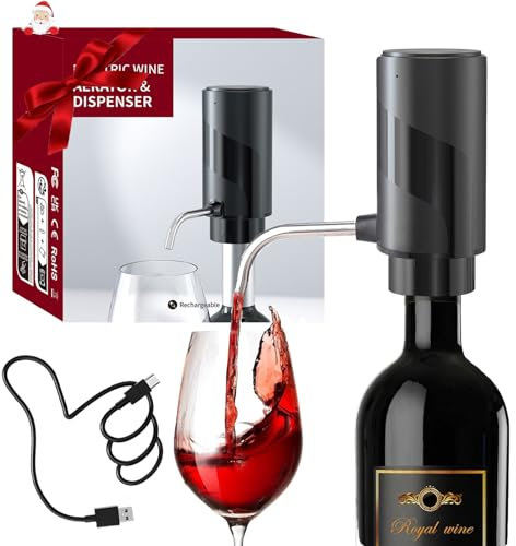 QSMYUYE Aérateur de Vin Électrique, Distributeur de vin électrique 2 en 1 Décanteur électrique, Aérateur et bec verseur de vin Cadeau électrique pour les amateurs de vin - Chargement USB