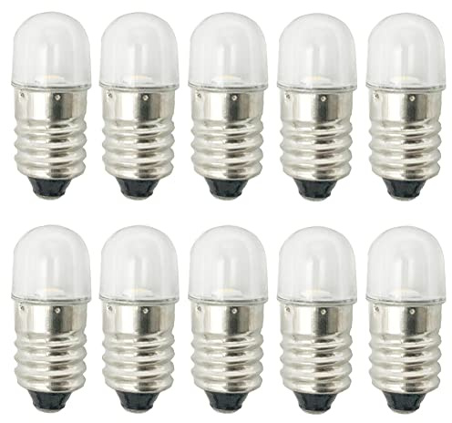 GutReise E10 Lampadine Led, 10pcs 230 Volt Bianco Caldo Bianco Freddo E10 Lampadine di Ricambio Miniatura Vite Luci di Intrattenimento 1Watts 65Lm (220V Bianco freddo)