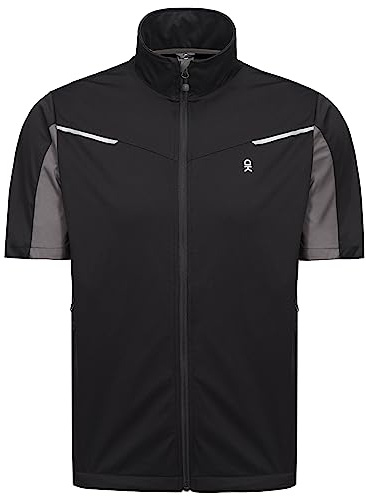 Little Donkey Andy Lightweight Softshell Jackets for Men, Windproof Short Sleeve Sweat Jacket for Hiking, Cycling, Running, Golf, black, L