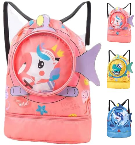 FaJoek Bolsa de Natación Niño Mochila con Cordón para Niños, Bolsa Deporte con Cordón, Bolsa deportiva Niñas, Bolsas de Cuerdas para Infantils Impermeable, Mochila Piscina Impermeable (Rosa)