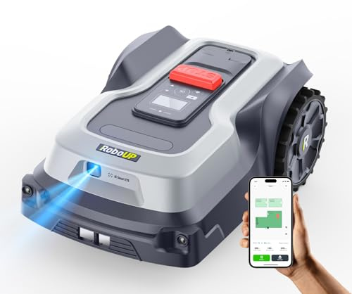 RoboUP Robot Tondeuse sans Fil Périphérique T600, Recommandé 800㎡, Gestion Multi-Zones,Tonte Précise des Bordures,Basculez Cartographie Auto et Manuel, Évitement d’Obstacles par IA Robot Tondeuse