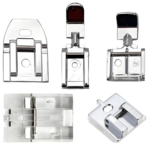 5 Stück Reißverschluss-Nähfuß aus Edelstahl und Kunststoff - Multifunktions für Brother Singer Janome Haushaltsnähmaschinen, Unsichtbare Reißverschlussverarbeitung