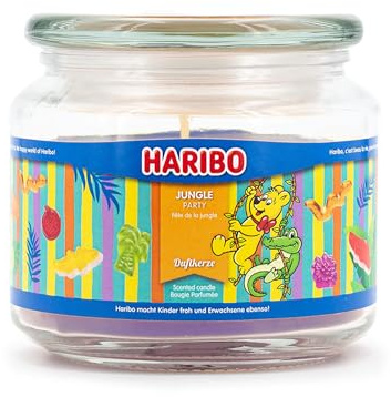 Haribo™ Duftkerze Jungle Party, Aromakerze im Glas, 300g, 50h Brenndauer