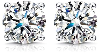 KRFY Orecchini Moissanite donna 1/2ct Brillante Taglio Rotondo D Colore VVS1 Diamanti Creati 18K Placcato Oro Bianco Orecchini Moissanite uomo in Argento 7mm