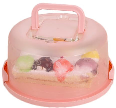 Cake Transport Box, Cake Transport Box with Lids and Carry Handle, Cake Transport Box for 10 Inch Cakes, Round Cake Box for Biscuits, Nuts, Cake Bell, Great Gifts for Women, 26 x 22 x 12.5 cm