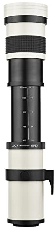 Yctze MF Super Telefoto Zoomobjektiv 420-800mm F/8.3-16 T Mount Universal 1/4 Tråd DSLR SLR-kameror (Vit)
