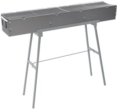 Loobiiny Barbacoa de camping, barbacoa de carbón con 2 rejillas de barbacoa, barbacoa plegable, barbacoa de pícnic, 100 x 18 x 13 cm, barbacoa de camping, barbacoa de carbón