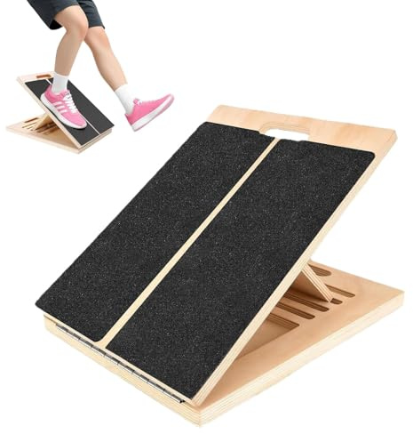 Balance Board Antideslizante de Madera con 5 Niveles Angulo Ajustables y Diseño Mango, Tabla Equilibrio Profesional Capacidad Máxima Carga 200 kg para Estirar Pantorrillas, Sentadillas