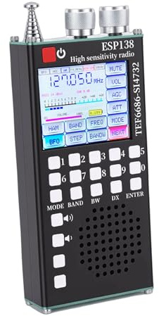 Jectse Bärbar Radio, Handhållen Bluetooth-radio, AM FM SW LW Airband Full Band DSP- Batteridriven, Dubbla System 2,4 IPS-pekskärm