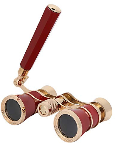 Tonysa Opera Glasses Binoculars, 3X25 BK7 Optiskt Glas Teaterkikare med Centralfokus och Kedja för Vuxna Barn Kvinnor på Konsert (Röd)