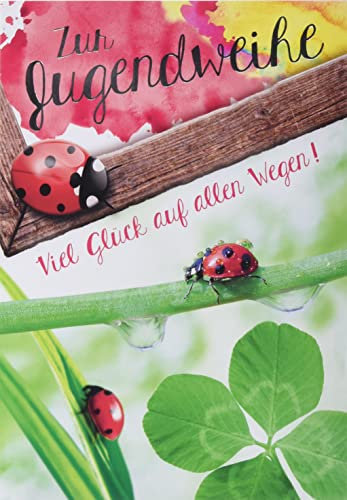 Perleberg Karte zur Jugendweihe - Basic Classic Collection - Jugendweihe Geldgeschenke für Jungen & Mädchen - Jugendweihekarten Mädchen & Jungs - Postkarte mit Umschlag in 11,6 x 16,6 cm