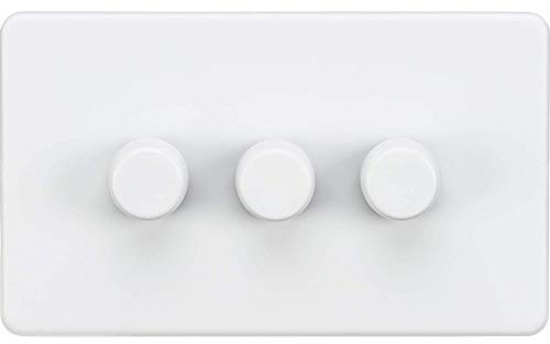 Screwless 3G 2-way 10-200W (5-150W LED) trailing edge dimmer - Matt White
