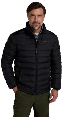 Mountain Warehouse Vista Mens Padded Jacket - Water-resistant, Warm & Iso therm Puffer Coat with Padded Insulation, Everyday Use - Spring Summer, Walking & Outdoors Black S