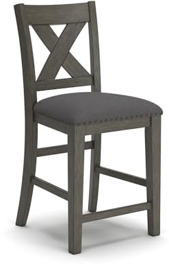Signature Design by Ashley Caitbrook Rustic 24.63 Counter Height Upholstered Barstool, Set of 2, Gray