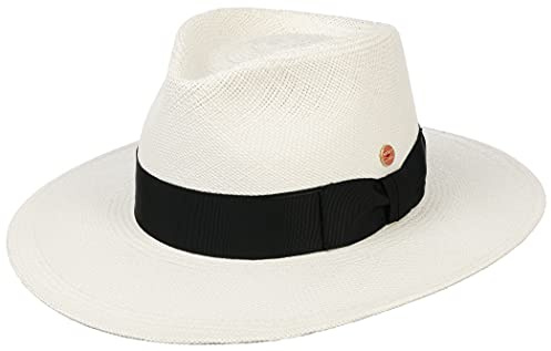Mayser Original Panama-hatt | halmhatt | sommarhatt av Ecuador – handflätad, UV-skydd 60, vattenavvisande, brottskydd, Vit, 61