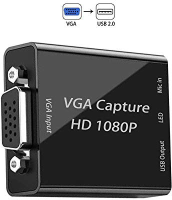 Carte de Capture VGA, Appareil de Capture VGA vers USB avec entrée Micro Prise en Charge vidéo Full HD 1080p pour Les Jeux, Le Streaming, l'enseignement, la vidéoconférence, la Diffusion en Direct