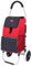 Falytemow Faltbarer Einkaufswagen, 2 Räder, 101,6 cm, Griffhöhe, Oxford-Trolley-Tasche für Lebensmittel (grau und rot)