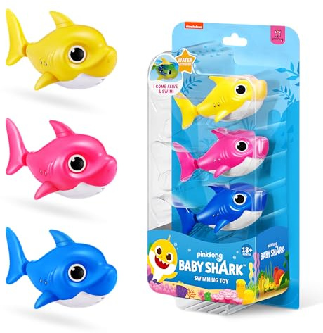 Robo Alive Junior Baby Shark New Silicon Fins Version Swimming Mini Baby Shark (3 Pack) by ZURU