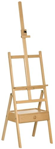 Vinsetto Staffelei Holz Groß 150-190 cm hoch Holzstaffelei für Leinwände bis 92 cm Leinwand Ständer mit integriertem Malkoffer Feldstaffeleifür Malerei, Skizze, Hochzeit, Ausstellung