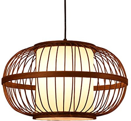 SHUANGZ Hängande lampa i trä i sydostasien stil ljuskrona rotting bambu korglampor hängande taklampa för köksö, vardagsrum, vävd bambu, lätt bambulykta
