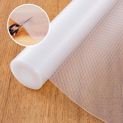 flintronic Tappetino per Cassetti, Rivestimento Cassetti, Tappetini Antiscivolo per Cassetti, Non-Adesivo EVA Plastica Rotolo Carta per Cucina Frigorifero Armadietti Tavoloe Ripiani 30 * 150cm
