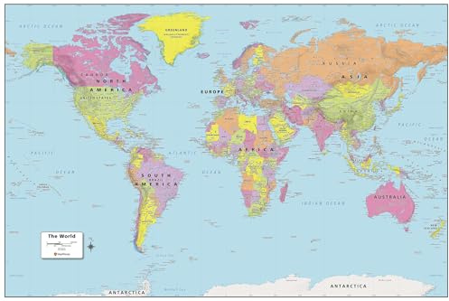 MapSherpa: World Wall Map - Extra Large - 152 x 101 cm - Front Lamination