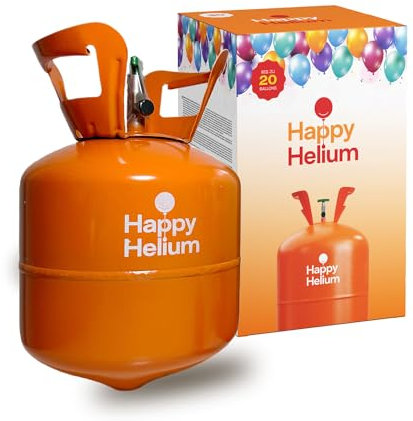 Happy Helium® Ballongas Helium für 20 Luftballons | Heliumgas mit Füllventil - Balloon Gas 140 Liter (0,14 m³) für Geburtstag, Hochzeit, Party