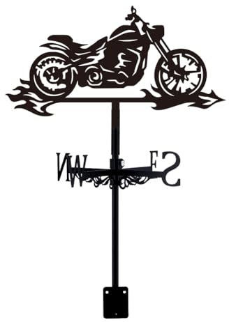 SUPERDANT Wetterhahn Motorrad Wetterhahn fürs Dach Flammen Wetterfahne Schwarze Weathervane Ornament Wetterfahnen Outdoor Eisen Dach Bauernhaus Garten Outdoor Hof Dekor Manneshöhle Geschenk