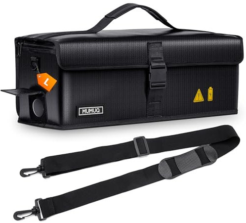 MUMUQ Ebike Akku Tasche 1400 °C Feuerfeste Box für Akkus Feuerfest Akkutasche Fahrrad für Aufladung, Transport, Lagerung, LIPO Batterie E-Bike Akku Schutzhülle E-Bike Zubehör 49 x 15 x 15 cm (L)