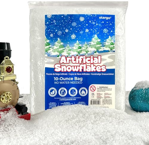 Fake Snow for Christmas Village - Faux Snow Flakes for Christmas Tree Snow Decoration, Artificial Snow for Holiday Décor, Winter Displays, Flocked Tree Snowflakes, 285 Grams Sparkling White Craft Snow