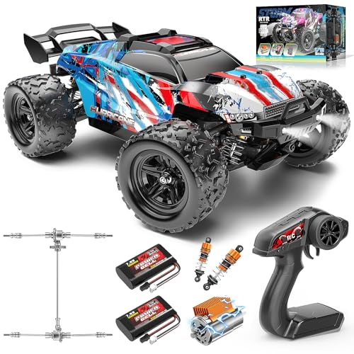 Womaqu Voiture Télécommandée Adulte 1:18 RC Car 4x4 40 km/h Débutant, Voiture Radiocommandée Tout Terrain Compacte avec Transmission Métallique et 2 Batteries, Modèle RC Extérieur